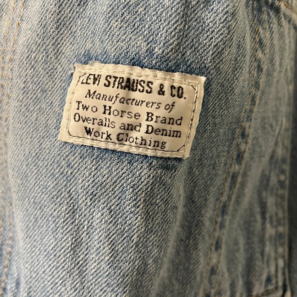 Levi's Shortalls Size M Two Horse Brand Overalls Shorts Medium Wash - Picture 9 of 12